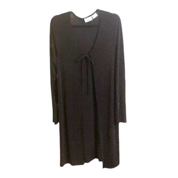 Kathy Ireland Cardigan Black Open Longline Sweater Duster Women Size L - Picture 2 of 8